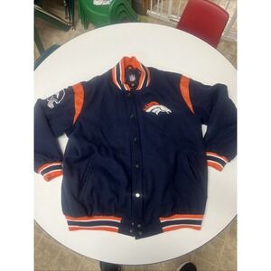 NFL Denver Broncos GIII Men's Full Zip Wool ‎ Polyester 2XL Jacket Blue Orange